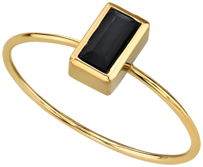14K Gold-tone Rectangle Crystal Ring