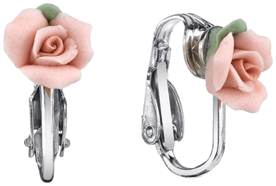 2028 Silver Tone Porcelain Rose Clip-on Earrings & Reviews 