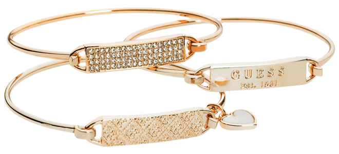 Rose Gold-Tone 3-Pc. Set Plate and Wire Bangle Bracelets