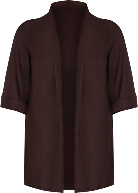 Plus Size Elbow Length Open Front Cardigan Sweater