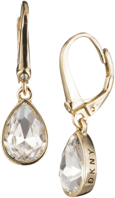 Crystal Logo Teardrop Drop Earrings