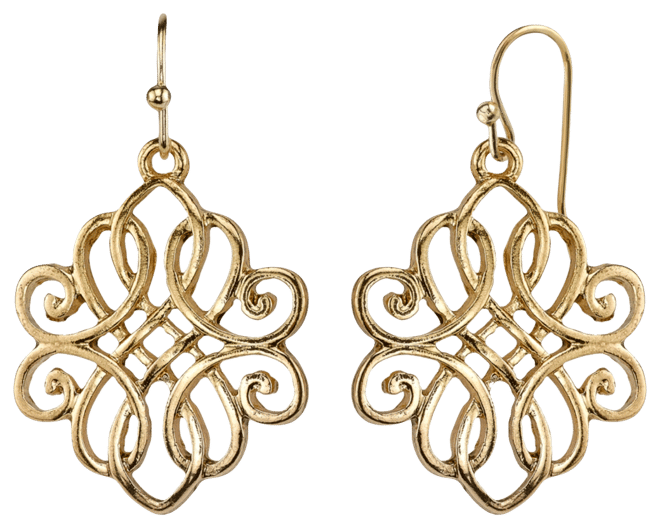 Gold-Tone Filigree Drop Earrings