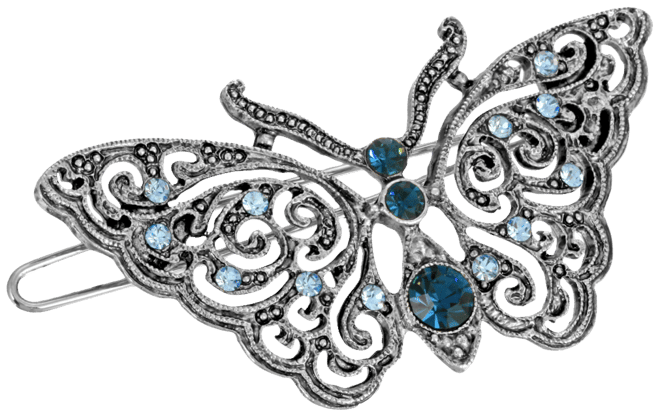 Women's Silver-Tone Montana Crystal Butterfly Barrette