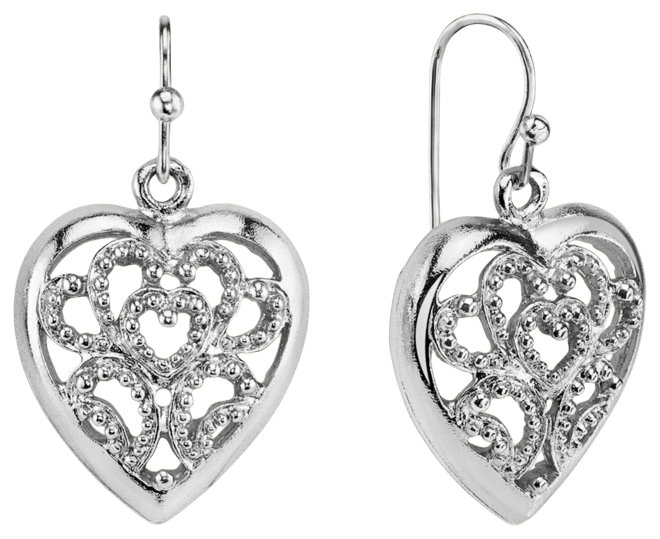 Filigree Heart Drop Earrings