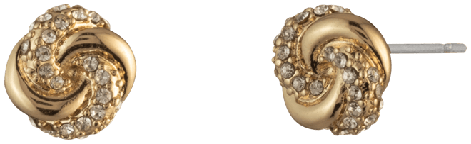 Gold-Tone Pave Knot Stud Earrings