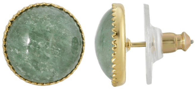 Gold-Tone Semi Precious Round Stone Stud Earrings