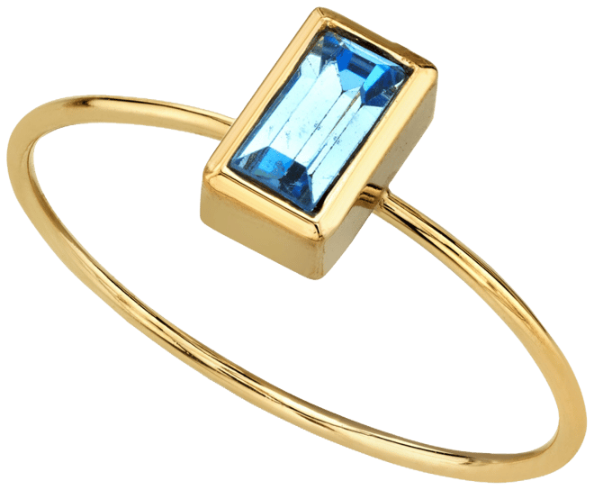 14K Gold-tone Rectangle Crystal Ring