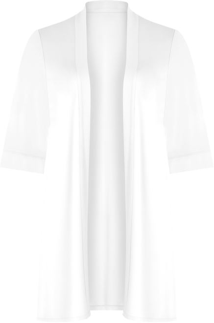 Open Front Elbow Length Sleeve Plus Size Cardigan