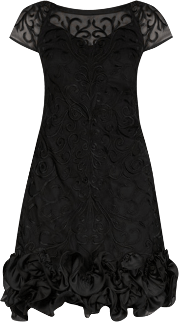 GUESS Women's Geo Lace Flounce-Hem Sheath Dress - Macy's