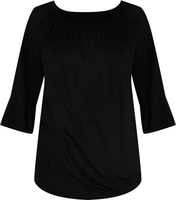 Women's Plus Size Flared Long Sleeves Henley Tunic Top