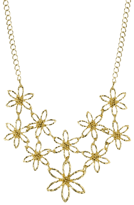 Gold-Tone Flower Bib Necklace 16" Adjustable