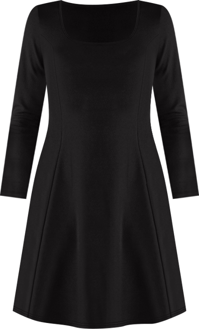 Women's Simple Long Sleeve Knee Length Flared Dress