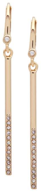 Gold-Tone Half-Pave Bar Linear Drop Earrings