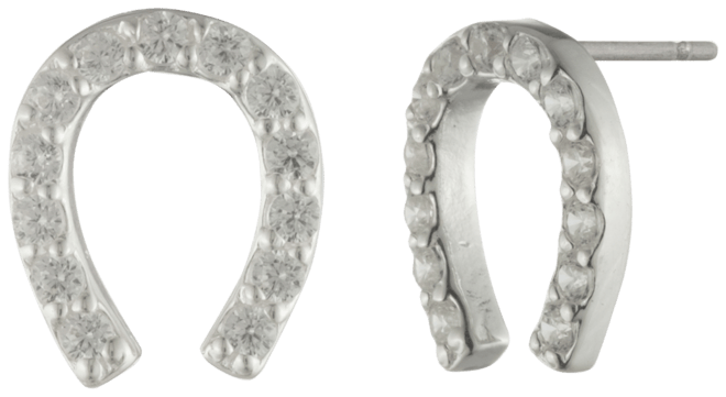 Lauren  Cubic Zirconia Horseshoe Stud Earrings in Sterling Silver
