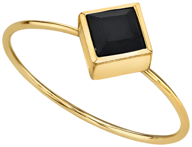 14K Gold-tone Diamond Shaped Crystal Ring