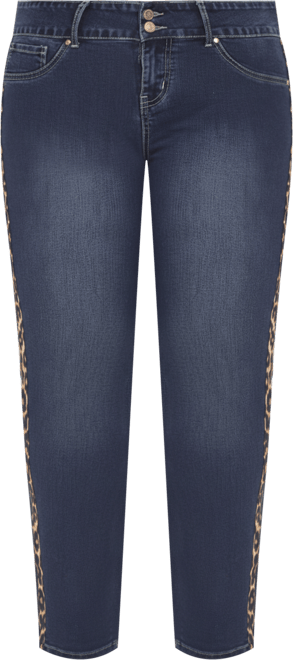 Plus Size Super Stretch Denim with Cheetah Pannel