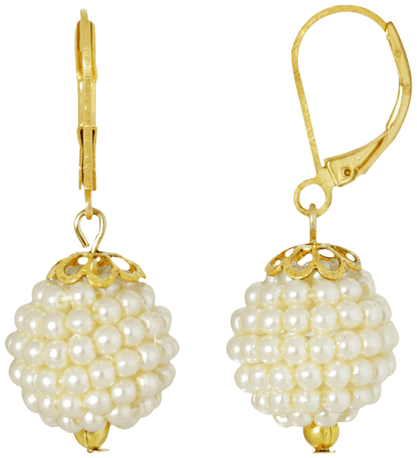 Gold-Tone Imitation Pearl Ball Drop Earring