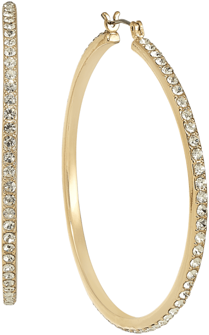 Large Pave Medium Hoop Earrings , 2", Created for Macy's