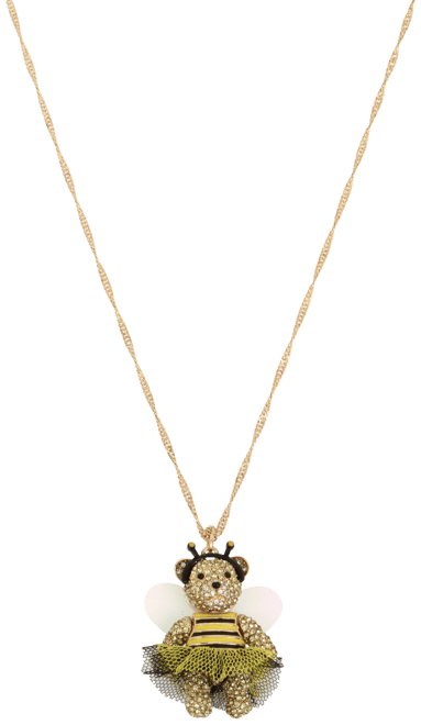 Betsey Johnson Bumble Bee Pave Bear Pendant Long Necklace - Macy's