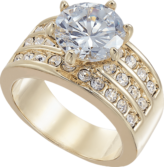 Crystal Triple-Row Ring in Fine Silver Plate or Gold Plate, Created for Macy's
