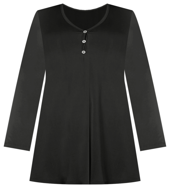 Women's Plus Size Flared Long Sleeves Henley Tunic Top