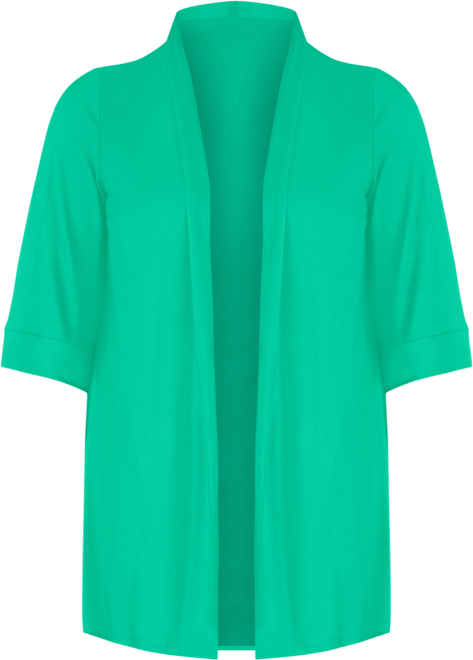 Plus Size Elbow Length Open Front Cardigan Sweater