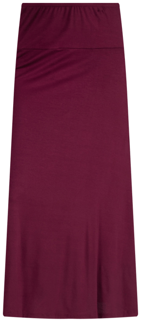 Women Elastic Waist Solid Color Maxi Skirt