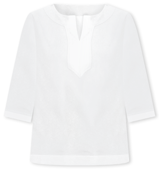 Women's Plus Size Split-Neck Three-Quarter Sleeve Cotton Tunic