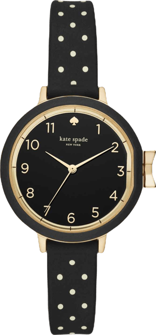 Women's Park Row Black Dot Silicone Strap Watch 34mm