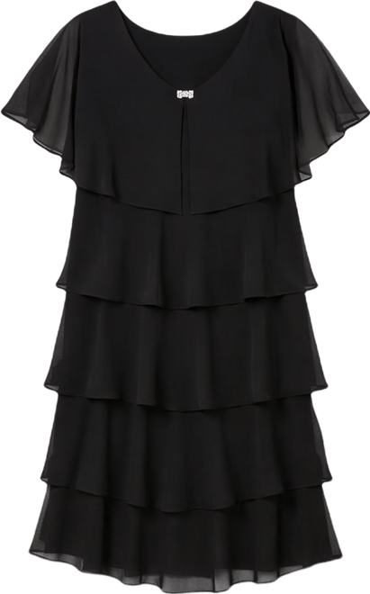 SL Fashions Women's Tiered Rhinestone Capelet Dress - Macy's