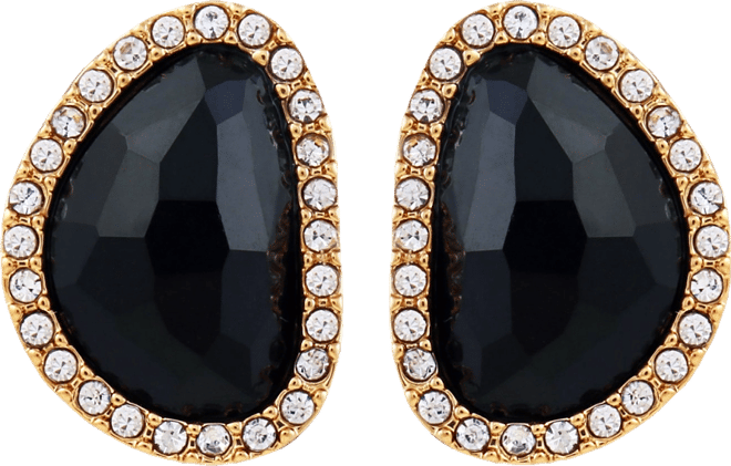 Women's Jet Button Stud Earring