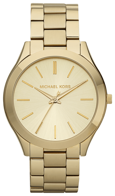 Michael Kors Unisex Slim Runway Gold-Tone Stainless Steel Bracelet Watch  42mm - Macy's