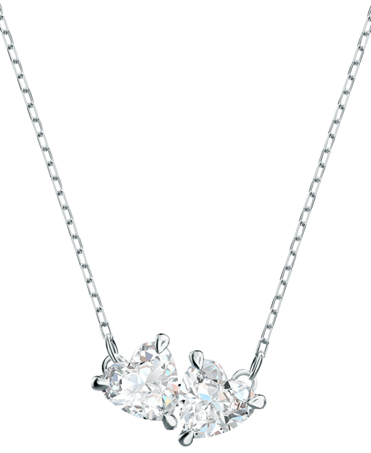 Swarovski Silver-Tone Double Crystal Pendant Necklace, 14-7/8