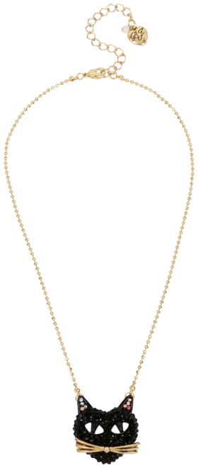 Two-Tone Black Cat Pave Pendant Necklace