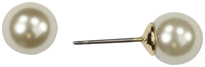 Gold-tone 8MM Imitation Pearl Stud Earrings