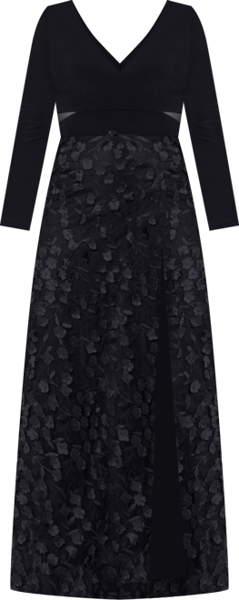 Mesh-Cutout Flower Gown