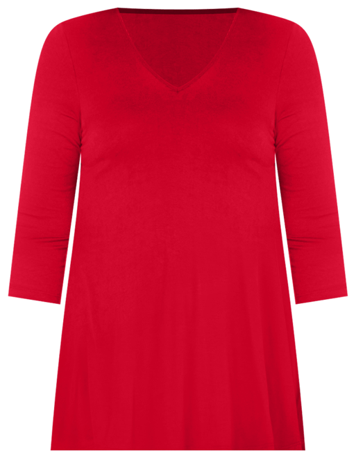 Plus Size 3/4 Sleeve V-Neck Tunic Top