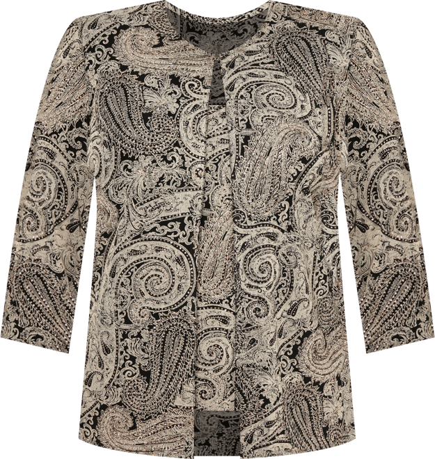 Plus Size Glitter-Print Jacket & Top Set