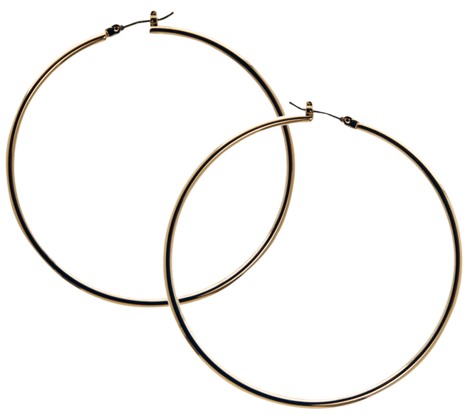 1 1/2" Gold-Tone Large Polished Hoop Earrings