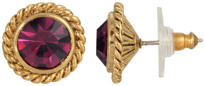 Women's 14K Gold-tone Purple Small Round Stud Earrings