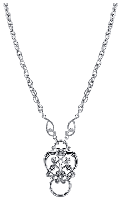 Silver-Tone Heart Eyeglass/Badge Holder 28"