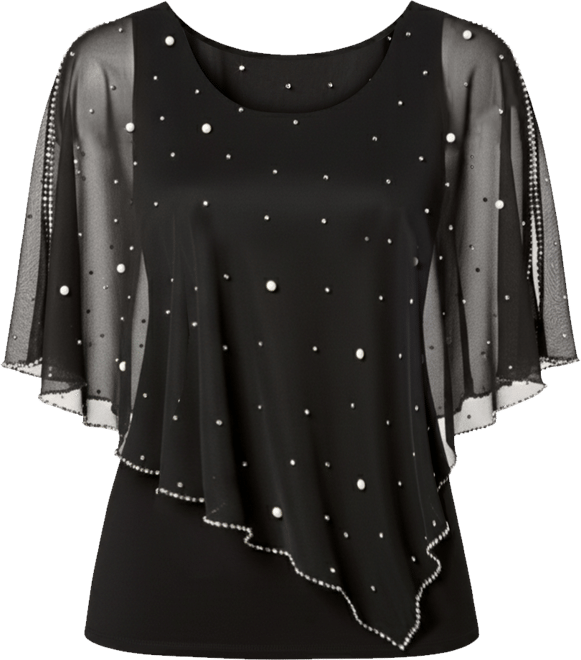 Embellished Asymmetrical Overlay Top
