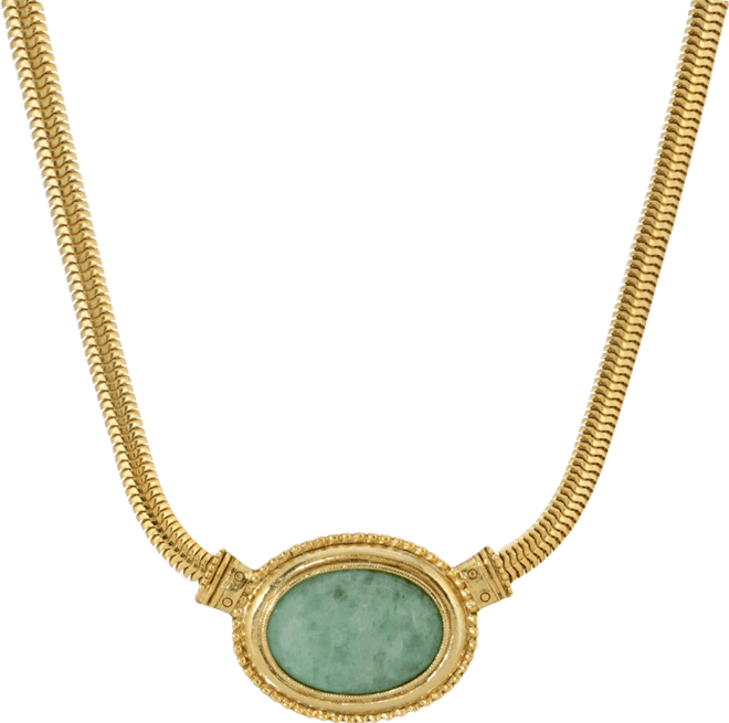 Gold-Tone Semi Precious Oval Stone Necklace