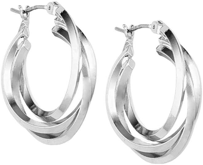 Metal 3 Ring Hoop Earrings, .9"