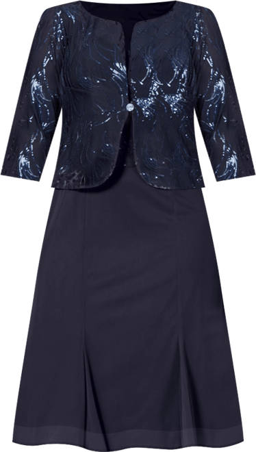 Plus Size Sequined Chiffon Dress and Jacket