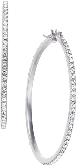 Large Pave Medium Hoop Earrings , 2", Created for Macy's