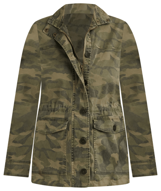 Buy Lucky Brand Women's Long Sleeve Button Up Camo Printed Utility Jacket,  Green Multi, X-Large at