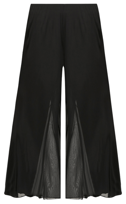 Chiffon Wide-Leg Capri Pants