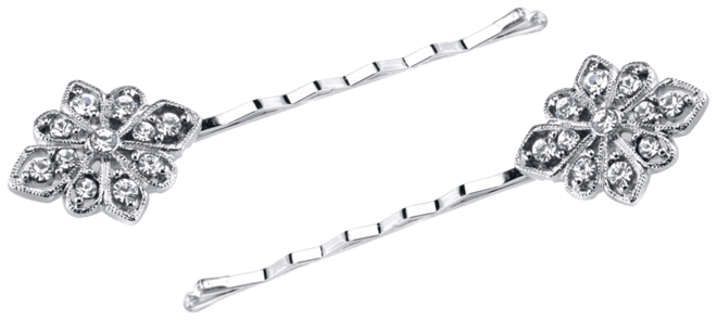 Silver-Tone Crystal Bobby Pin Set
