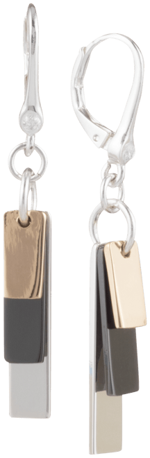 Tri-Tone Shaky Block Drop Earrings